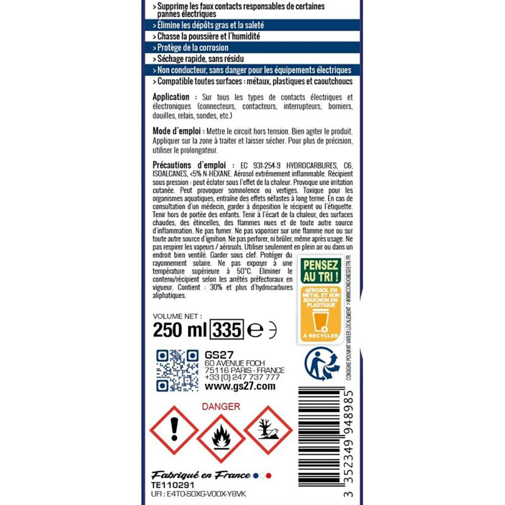 Sneldrogende contactreiniger 250 ml