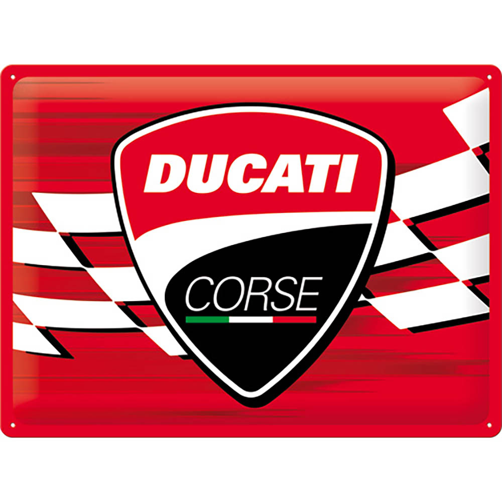 Vintage Ducati Corse plaat - Racing vlag logo