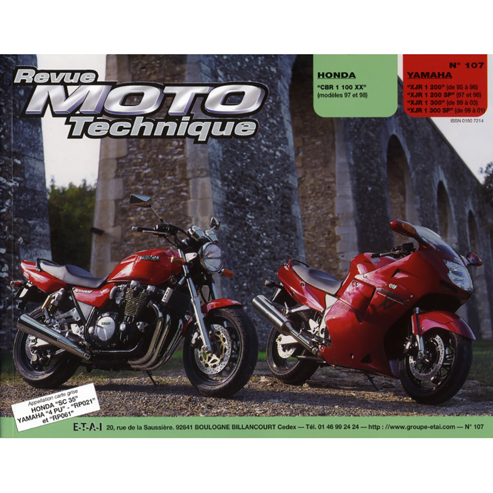 Rmt 107,2 HONDA CBR 1100 (1997-1998) en YAMAHA XJR 1200-1300 (1995-2003)