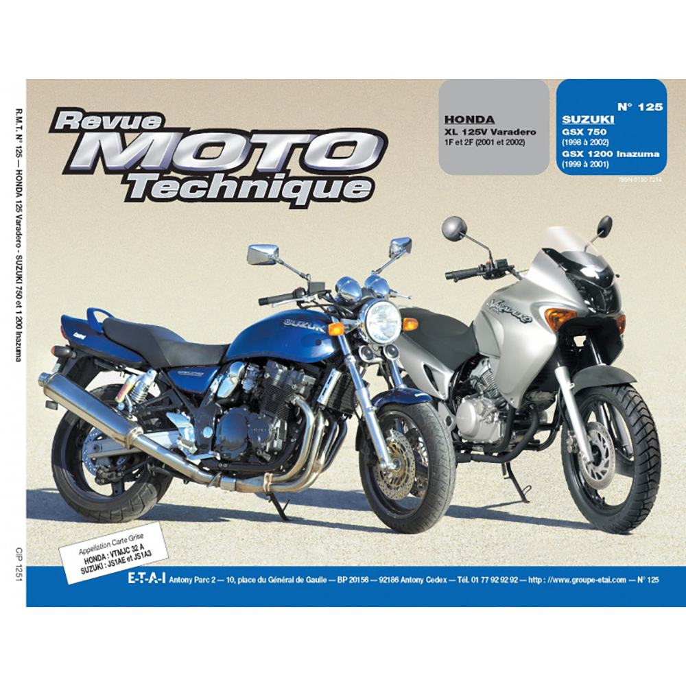 RMT 125,1 HONDA XL 125V (2001-2002) en SUZUKI GSX 750 - 1200 (1998-2002)