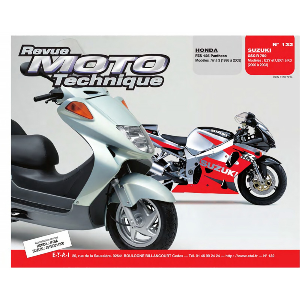 Rmt 132,1 HONDA 125 FES (1999-2003) en SUZUKI GSX 750 (2000-2003)