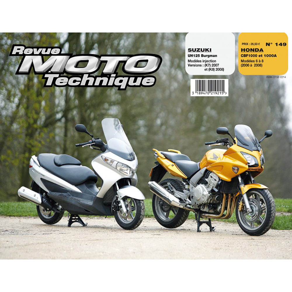 RMT 149,1 SUZUKI 125 BURGMANN (2007-2008) en HONDA CBF 1000 (2006-2008)