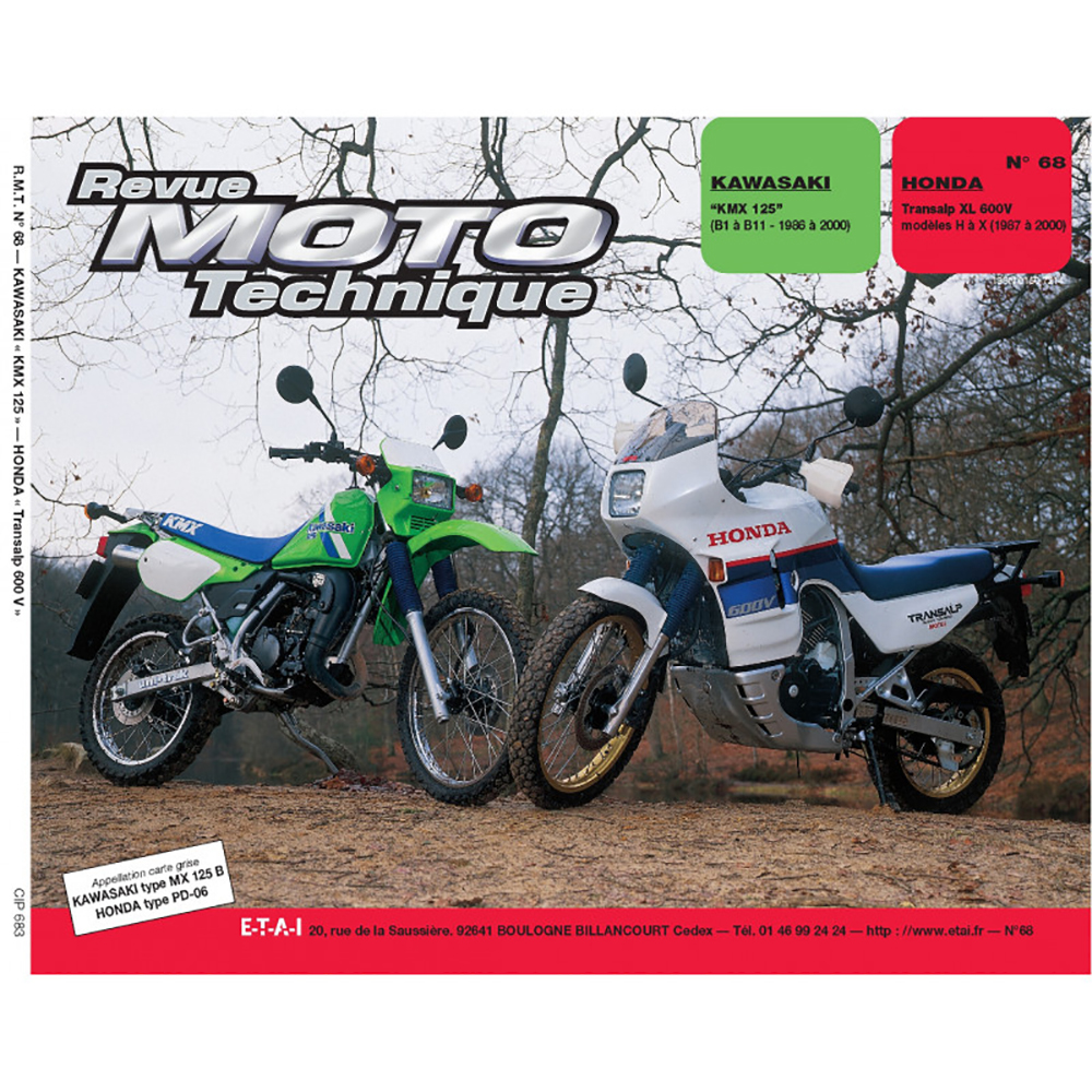 RMT 68,3 KAWASAKI KMX 125 (86 tot 2000) en HONDA XL 600V (Transalp) (87 tot 2000)