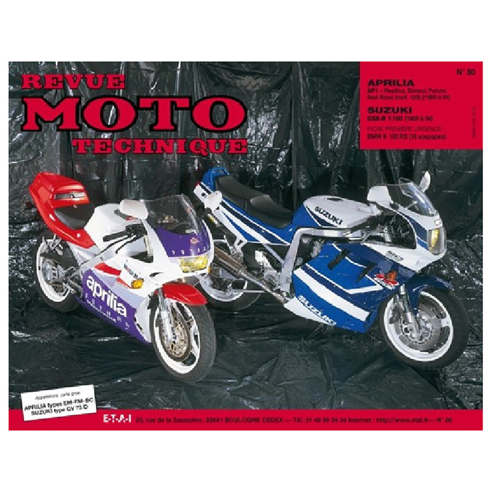 RMT 80,2 APRILIA 125 AF1 (1989-1991) SUZUKI en GSX-R1100 (1989-1994)