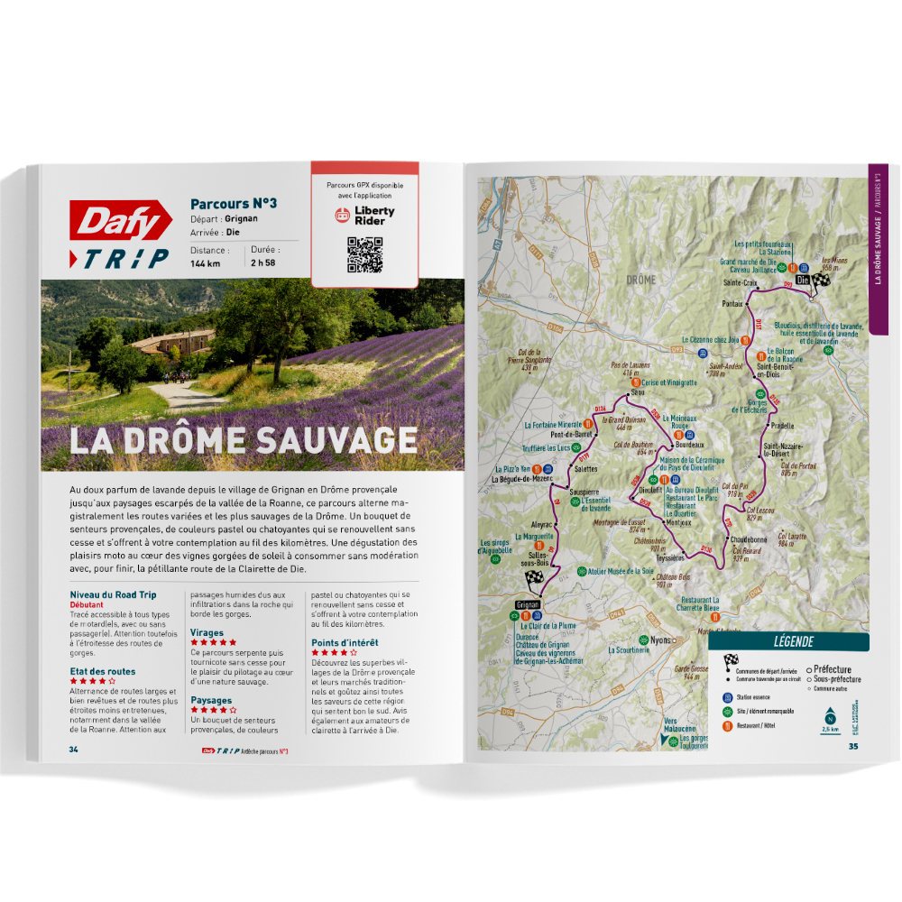 Roadbook Moto: Dafy Trip Ardèche, Drôme, Vercors