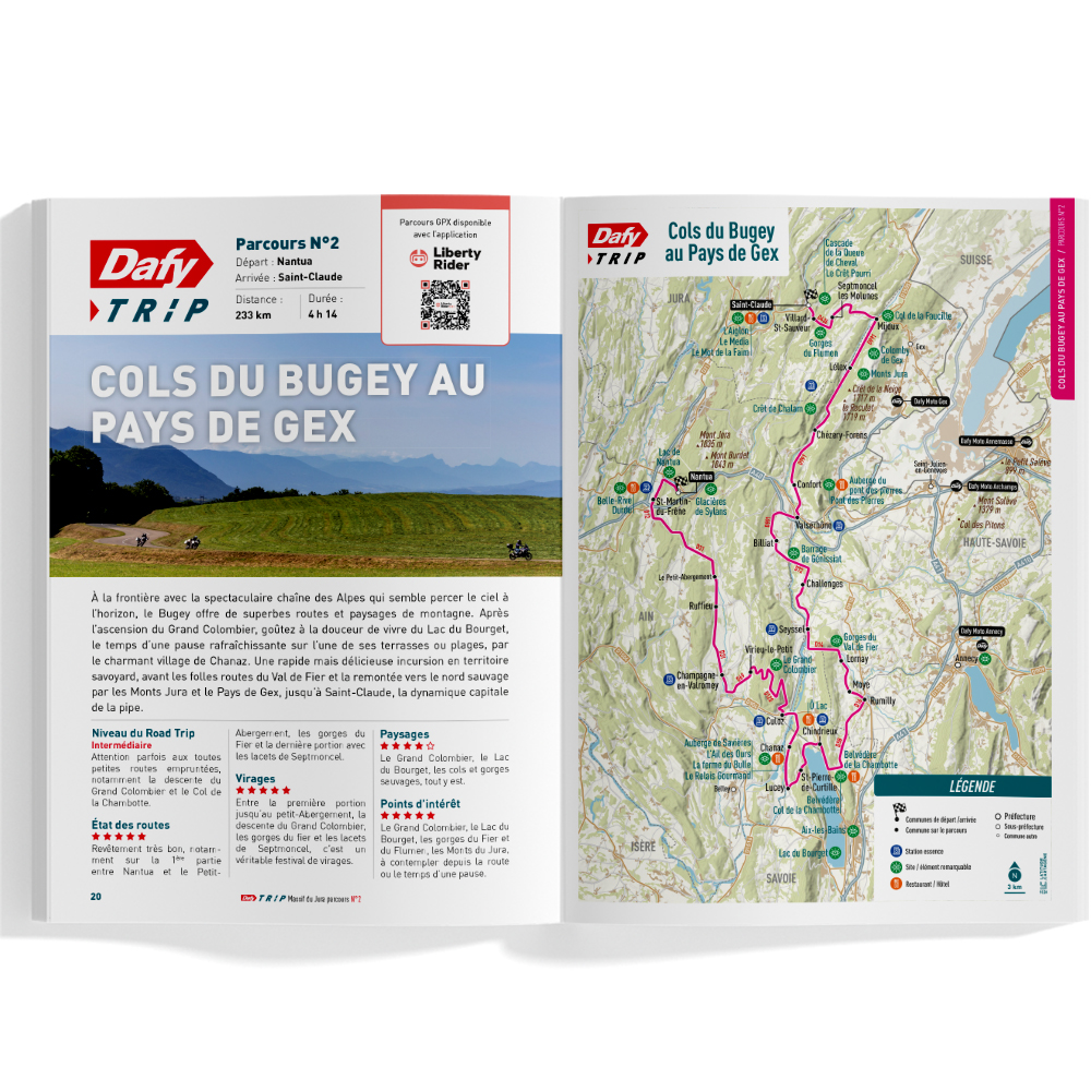 Roadbook motor : Dafy Moto uitstapje Massif du Jura