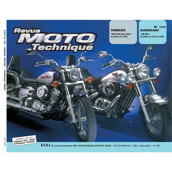 Rmt YAMAHA 109.1 XVS 650 (1997-1998) en KAWASAKI VN 800 (1995-1998)