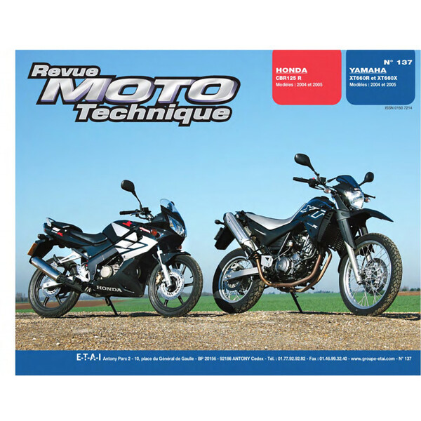 Rmt HONDA 137,1 CBR125 (2004-2005) en YAMAHA XT660 (2004-2005)