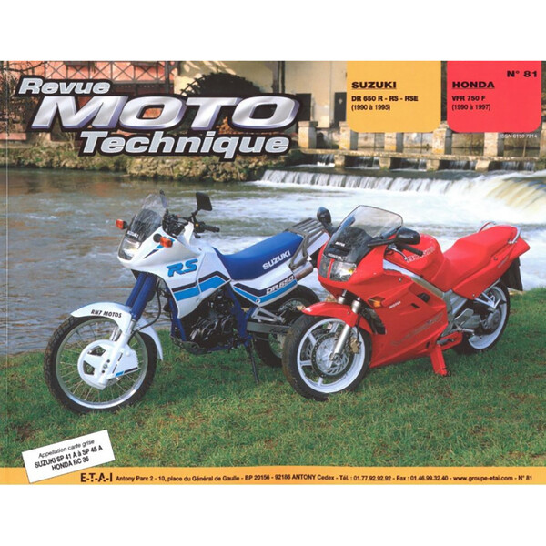 Rmt HONDA 81.3 VFR750 (1990-1997) en SUZUKI DR 650 (1990-1995)