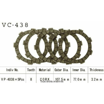 Beklede koppelingschijven Cross VC438 Kyoto