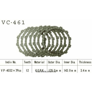 Beklede koppelingschijven VC461 Kyoto